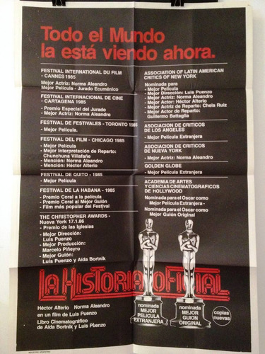 Afiche De Cine Original - La Historia Oficial