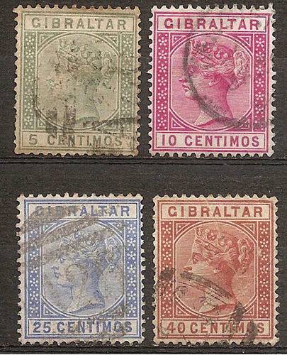 Gibraltar Año 1889 Cat. U$ Yv 22- 23- 24- 25 Joya!