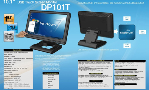 Monitor Touch 10  Señal De Video Y Alimentacion Por Usb