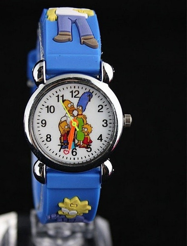 Relógio Simpsons Azul Infantil Criança Pulseira 3d