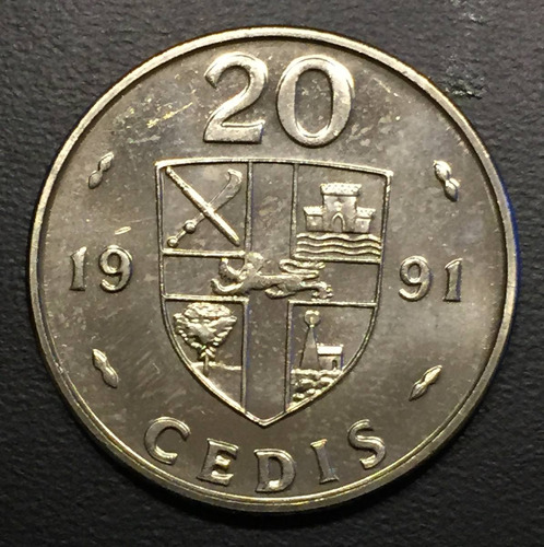 Gha003 Moneda Ghana 20 Cedis 1991 Unc-bu Ayff