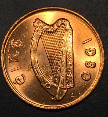 Irl006 Moneda Irlanda 2 Pence 1980 Error Unc-bu Ayff (Usado)