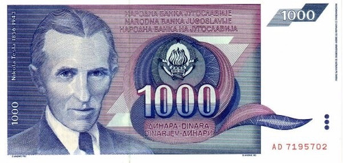 Grr-billete De Yugoslavia 1000 Dinara 1991 - Nikola Tesla