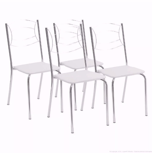 Kit Com 4 Cadeiras Cromadas Brigatto Napa Branca - Lacradas