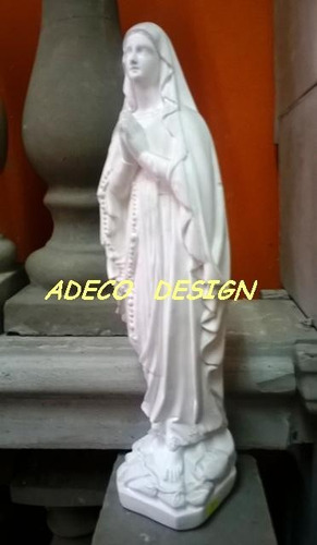 Virgen Lourdes 40 Cemento Blanco Estatua 