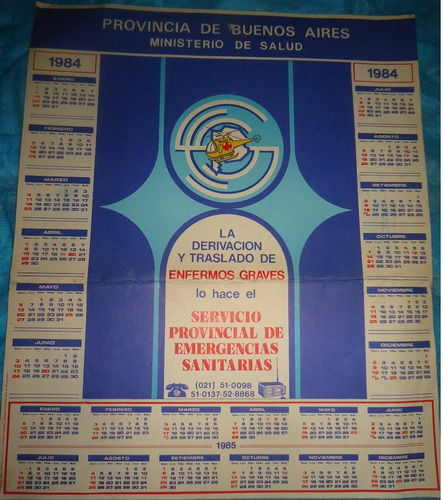 Antiguo Almanaque De 1984 Mide 37 Por 31 Ministerio De Salud