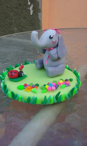 Elefantita Adorno Torta En Porcelana Fria.