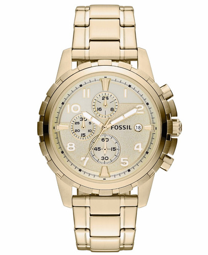 Reloj Fossil Dean Fs4867 Dorado Cronograph Para Caballero*