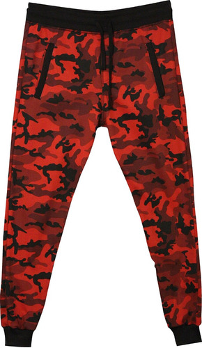 Pantalón De Frisa Bross Camuflado Rojo