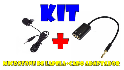 Kit Microfone De Lapela Stereo+adaptador P2 Para Celulares