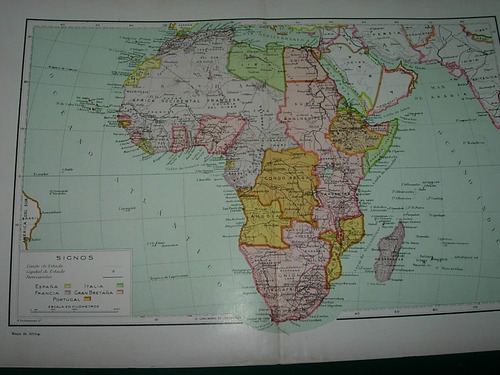 Continente Africa Mapa Antiguo Plano Color Geografia Mapas
