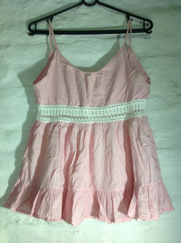 Musculosa Rosada Con Detalle Encaje Linda Y Fresca Talle M