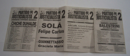 Chiche Duhalde F. Solá 2003 La Matanza Boleta Electoral