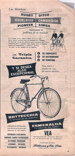 Antigua Publicidad  Bicicletas Bottecchia Esmeralda