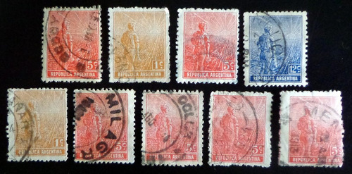 Argentina, Lote 9 Sellos Labrador Lindos Matasellos L8281