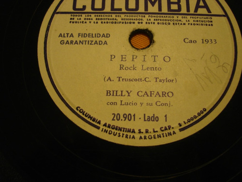 Billy Cafaro Disco Pasta 78 Rock Pepito / Personal