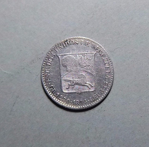 Venezuela 25 Céntimos 1894 A Plata Mb Y 20