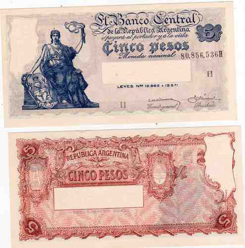 Billete 5 Pesos Progreso Bottero 1876 Sin Circular