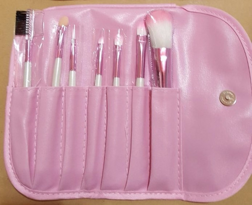 Imagen 2 de 3 de Set 7 Pinceles Profesionales Para Maquillaje Rosa