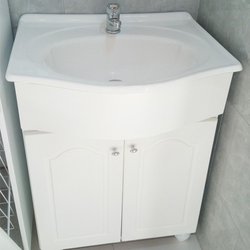 Vanitory Laqueado Mdf 60  Cm Blanco Bacha Marmolina Ahora 18