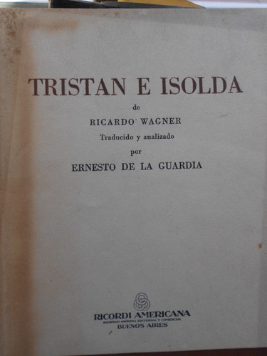 Tristán E Isolda - Richard Wagner Tapa Sobre Cubierta N