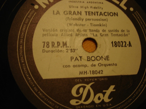 Pat Boone Disco Pasta 78 Rock La Gran Tentación   Leer