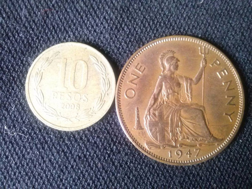 Moneda Gran Bretaña 1 Penny Cobre 1947 (c40)