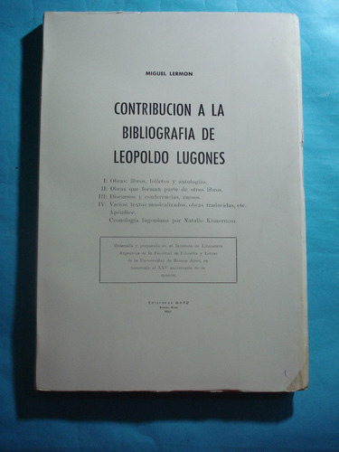 Contribución A La Bibliografía De Leopoldo Lugones