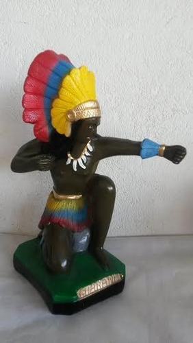 Imagem Caboclo Guarani Escultura Em Gesso Estatua 35 Cm