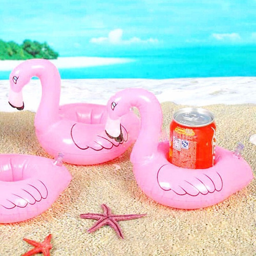 3 Unidades Boia Flamingo Porta Copo Inflavel Para Piscina