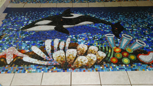 Imagen 6 de 8 de Figura Mosaico Orca Con Bebe De 1.50 Mts. Para Alberca