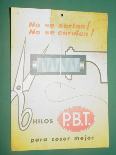 Cartel Carton Publicidad Hilos De Coser P.b.t. Deterioros