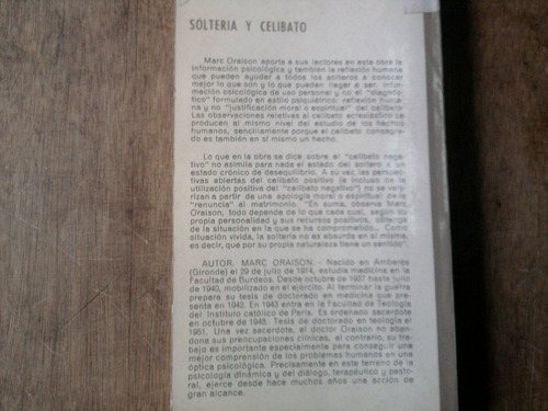 Solteria Y Celibato - Marc Oraison - Ed. Estela