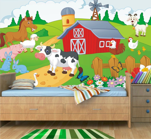 Adesivo Fazendinha Papel Parede Infantil Painel Zoo Mod01