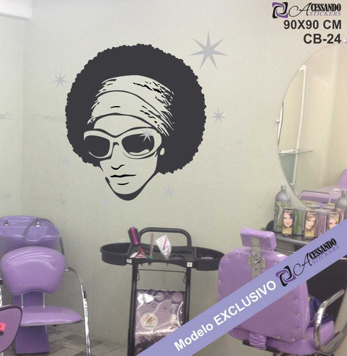 Imagem 2 de 2 de Adesivo Parede Cabeleireiro Afro Black Power Oferta Incrível
