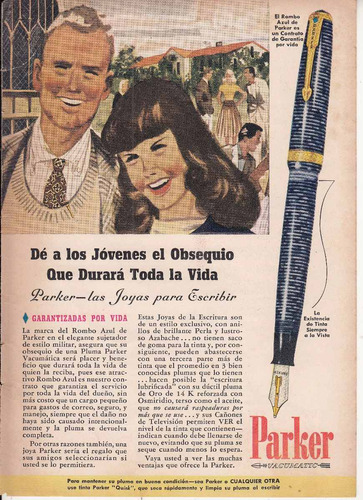 1942 Publicidad Pluma Lapicera Parker Vacumatic Vintage