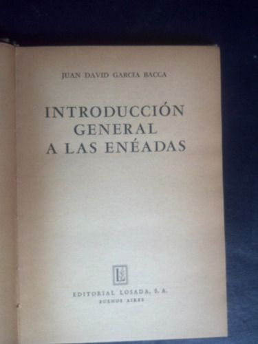 Introducción General A Las Enéadas García Bacca, Juan David
