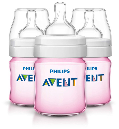 Avent Classic + Plus Set De 3 Biberones 4 Oz Rosa Scf561/37