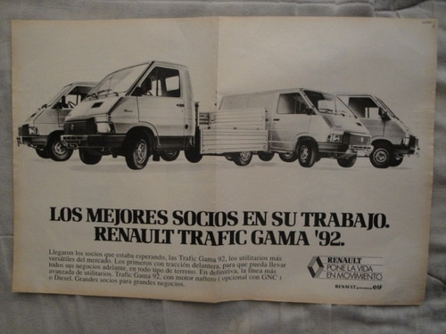 Publicidad Renault Trafic Año 1992 Hoja Sola