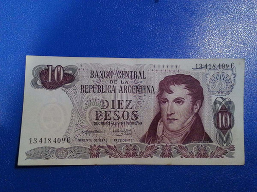 Billete Argentina 10 Pesos Ley 1974 Bot 2351