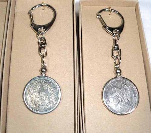 Llavero Simil Moneda - Efecto Plata Antigua - Consistente Y De Excelente Calidad