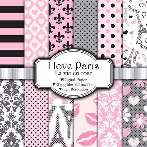 Kit Imprimible Pack Fondos Paris Clipart Cod 3