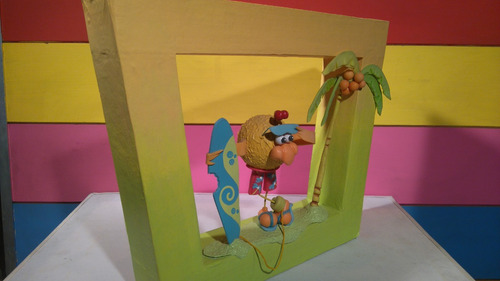 Cuadro Corporeo 3d Super Pollo Surf Playa Nuevo