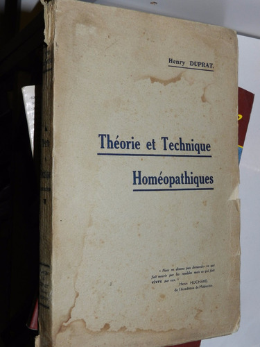 Theorie Et Technique Homeopathiques - Henry Duprat