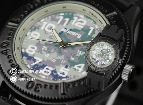 Relógio Infantry Quartz Wrist Sport Stain Pulseira Borracha