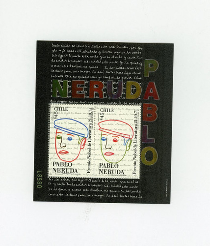 Sellos Postales De Chile. Pablo Neruda, Premio Nóbel Litera.