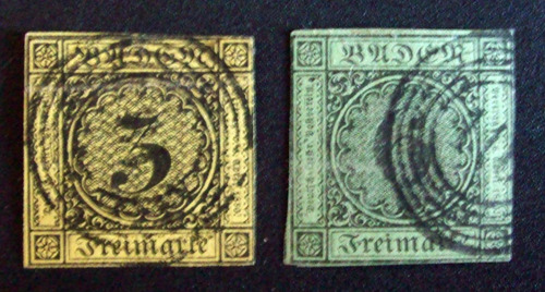 Alemania Baden, Yv. 2 + 3 Usados Perfectos 5 Círculos L1623