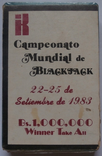 Naipes Campeonato Mundial Blackjack Año 1983 Plasticas