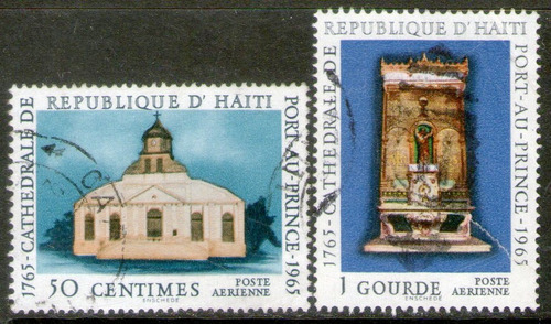 Haití 2 Sellos Aéreos 200 Años Catedral Puerto Príncipe 1965