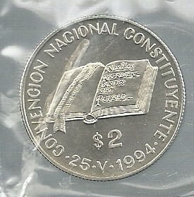 Juego De 2 Y 5 Pesos Constituyente Plata 1994